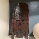 Vintage Kenya African Wooden Hand Carved Face Mask Tribal Folk Art Wall Hanging