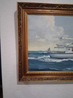 Antique Sail Boat Oil Painting Made In Holland 18x31 Look At Pic For Artist 