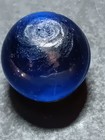 Vintage Blue Glass Handmade Clearie Toy Marble With 2 Pontil Marks Ages 8-17 