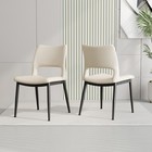 Modern Minimalist White Pu Leather Dining Chairs Set Of 2  Comfortable Backrest