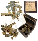 Vintage Style Sextant Navigation Telescope Compass  Wood Box  Gift For Collector