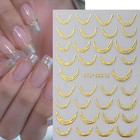 French Tip Nail Art Stickers Decals 3d Self-adhesive Gold Silver French Line