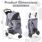 Sweetcrispy 3 Wheels Pet Stroller For Small Dogs And Cats   Foldable Dog S
