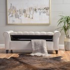Storage Ottoman Bench Ivory Cream Velvet Rolled Arm Contemporary Dark Brown