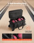 Vevor 2 Ball Bowling Bag With Wheels Double Roller Bowling Bagshoe Compartment