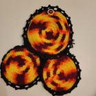 Vintage Crochet Pot Holders With Indian Girl Face Hand Made 1970 s Wall Hanging