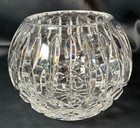 Vintage Cut Crystal Rose Bowl 4 75  Starburst Diamond Cut Heavy Floral Vase