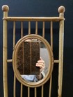 Vintage Wicker Bamboo Rattan Wall Mirror W  Basket Compartment Boho