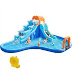 Dual Lane Inflatable Water Slide For Kids Aged 3-10 With 6 Games   650w Blower