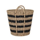 Extra Large Striped Seagrass Storage Basket With Handles