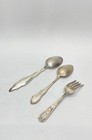 925 Sterling Silver Floral Motif Handle Spoon   Fork Set 3pc 46 7g
