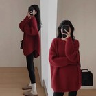 White Knitted Loose Long Sleeve Women s Base Shirt Sweater Autumn Winter High