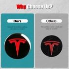 4 Pcs Wheel Center Hub Cap Sticker For Model 3   Model Y  Glossy Black   Red