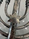 Vintage Israel Judaica Cast Silver Plate Hanukkah 9 Arm  Light Candle Menorah