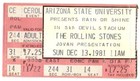 Vintage 1981 Rolling Stones George Thorogood Concert Ticket Stub Tempe Az