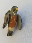 Carved Wood Robin Bird Moving Wings Pin Brooch Painted Folk Art Miniature