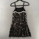 Creations By Cicci Dance Costume Black Silver Sequin Mini Dress Womens L
