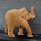 Small Hand Carved 2  Vintage Wooden Elephant Figurine Sculpture Wood Statue