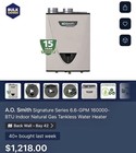 A o  Smith Ato-140h 160k Btu Indoor Tankless Natural Gas Water Heater New