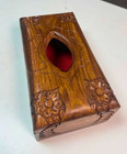 Hand Carved Wooden Tissue Box Cover Floral Decorative Holder Home Decor