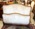 Antique French Louis Xv Oak Full Size Bed  New Upholstered