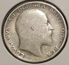 British Silver Shilling - 1910  date Side Is More Worn  - King Edward Vii