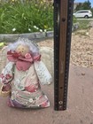Handmade Primitive Vintage Angel Doll Decorative Wood Head  Weighted Base 7 5 