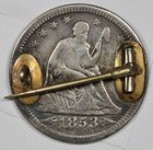 1853 Seated Liberty Quarter Love Token Pin  s     205053