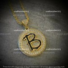 14k Yellow Gold Plated 5ct Round Simulated Diamond B Coin Bitcoin Charm Pendant