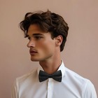 Mens Pre-tied Bow Tie For Wedding Party Adjustable Bowties Black 