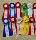 Vintage Lot 20 Horse Show Equestrian Rosette Award Ribbons Red Yellow Li Ny    