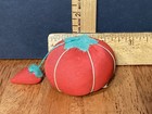 Vintage 2  Tomato Pin Cushion With Strawberry Analog Grandma Granny Hobby