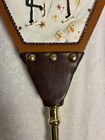 Vintage Fireplace Bellows Christmas Santa Brass Leather Carved Hand Painted