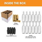 750 Ml Clear Wine Bottles  pack Of 12  With No 8 Natural Corks   Matte Black Shr