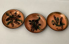 Mcm Enamel On Copper Vintage Trinket Dish Bowl Trio Abstract 3 