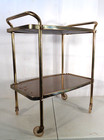 Vtg Mid Century Modern Brown Cosco Rolling 2 Tier Kitchen Utility Bar Cart 60 s