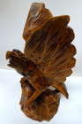 Gorgeous 14  Large Wooden Eagle Bird Hawk Statue Hand Carved Sculpture Art Decor