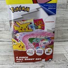 Kids Bedding Set 4-piece Pokemon Full Size Sheet Set Pickachu Charmander