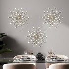 3 Set Gold Starburst Wall Art For Home Decor Metal Bling Crystal Rhinestones    