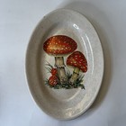 Vintage Mushroom Plate Retro Handpainted Ceramic Decorative Signed On Bottom