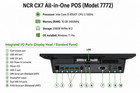 Ncr Cx7 All-in-one Pos Terminal  model 7772  - I5-8500t 16gb 256gb Nvme Win11pro