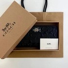 Coach F53834 Black Signature Leather Long Zip Around Women Wallet Card Holder
