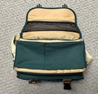 Canon Camera Bag Green Canvas Leather Trim Strap 12 X 9 X 7 Padded Case Vintage