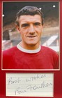 Bill Foulkes  Manchester United  Framed 18cm X 13cm Signed Card Photo   Coa