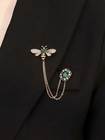 Bee Crystal Brooch Pin Tassel Luxury Women Sweater Jacket Fashion Jewelry Gift