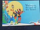 Vintage 1920 s Art Deco Christmas Card Minstrels On Street  Full Moon C308