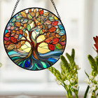 Stained Glass Window Hanging Vibrant Tree Of Life Sun Catchers Glass Panel Perfe