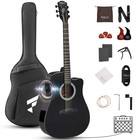 Acoustic Electric Guitar Kit  41 Inch Full Size 6 String Cutaway Black Right