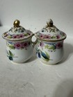 Vintage Hand Painted Porcelain Custard  Cream Cups With Lids