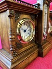 Antique Oak Weather Station Clock Barometer Thermometer German Mechanical C 1900